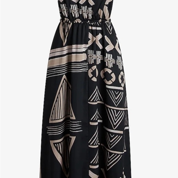 Express Satin Printed Halter Neck O-Ring Maxi Dress size Small - Picture 2 of 9